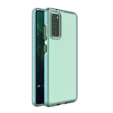 Spring Case klart TPU gel beskyttelsescover med farverig ramme til Samsung Galaxy A72 4G lyseblå
