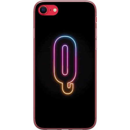 Yhteensopiva Puhelinkuori Apple Apple iPhone 7 Minimalistinen neonkirjain Q kirkkaissa väreissä tummaa taustaa vasten