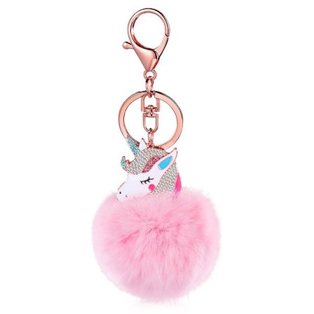 Fluffig Nyckelring Mjuk Fluffig Boll Väska Hängande Hänge Söt Pom Pom Nyckelring Nyckelring Enhörning Fluffig Nyckelring Kvinnor Flickor