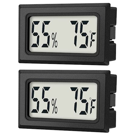 Mini digitalt termometer 2-pakks hygrometer innendørs fuktighetsmåler temperatur fuktighetsmåler måler med Fahrenheit (°F) for humidorer, drivhus, Ga