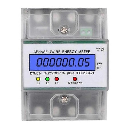 /EA/3-faset 4-leder energimåler 220/380V 5-80A Energiforbrug kWh-måler DIN-skinne Installation Digital effektmåler