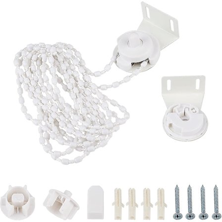 Rullegardinkobling til 38 mm yderrør, rullegardinbeslag, vinduesbehandlingstilbehør med metalbeslag, kuglekæde, skruer (hvid)