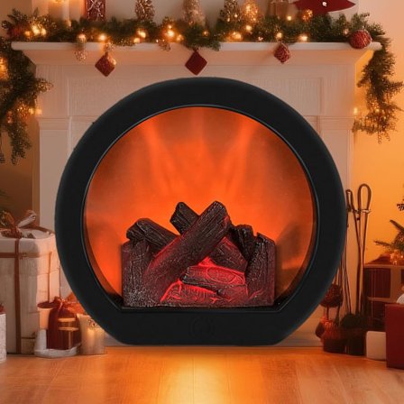 LED Pejs, Bordpejselampe, Touch-kontrol, Elektrisk pejs med flammeeffekt, USB og batterier, Pejsesimulering, Juledekoration