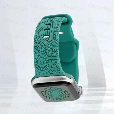 Graverad rem för Apple Watch Ultra Band ultra 49mm 8 7 44mm 45mm 41mm 40mm 42mm Leopard silikonarmband iwatch se 3 6 5 38mm Duck green 02 38mm 40mm 