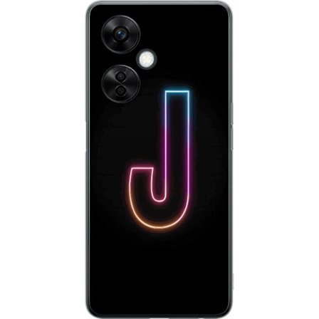 Kompatibelt Mobildeksel til OnePlus OnePlus Nord CE3 Minimalistisk neonbokstav J i fargeskiftende lys mot svart bakgrunn