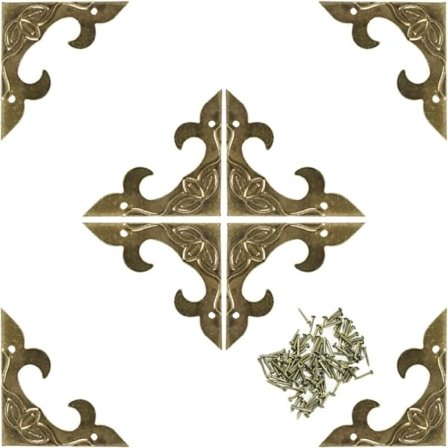 40 stk. Vintage Dekorative Metallhjørner med Skruer i Eldre Bronse for Smykkeskrin, Treskrin, Hjørnemøbler