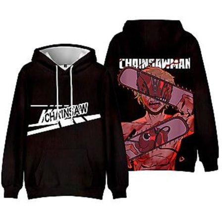 Unisex Chainsaw Man Anime Hoodie Långärmad 3D Grafisk Tryckt Tröja (L C)