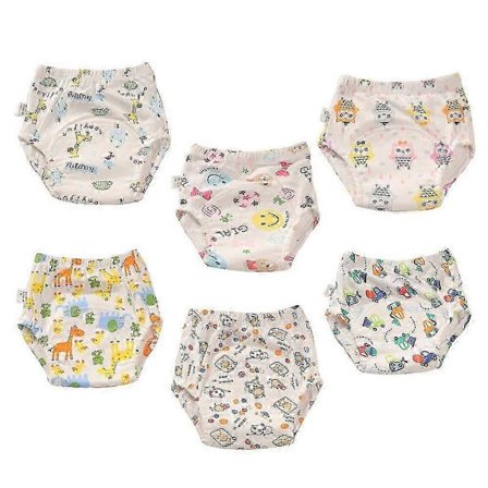 6-pak bomulds pottræningsunderbukser kompatible med småbørn, genanvendelige vandtætte & åndbare, drenge & piger style 5