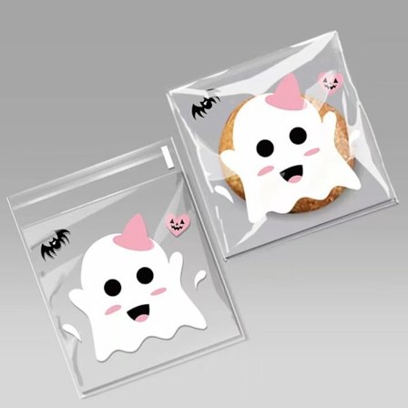 100 stk Halloween Godteposer Plast Godteposer GHOST GHOST