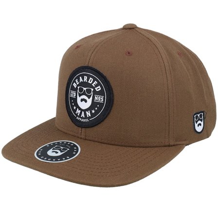 Bearded Man - Brown snapback Czapka Z Daszkiem - Beard Logo R Classic Tan Snapback @ Hatstore