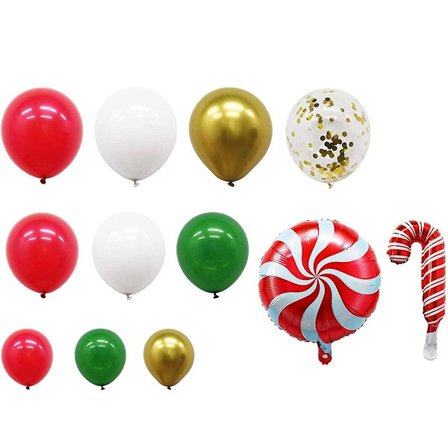 Juleballong Girlander Sett - Rød Grønn Gull Konfettigodteri Ballonger KLB