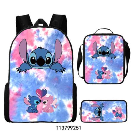 Stitch-reppu, koululaukku, kyn pussi, lounaslaukku, 3 osan sarja
