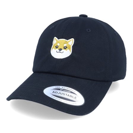 Iconic - Black - unconstructed - Cap - Organic Shiba Dog Black Dad Cap - Hatstore
