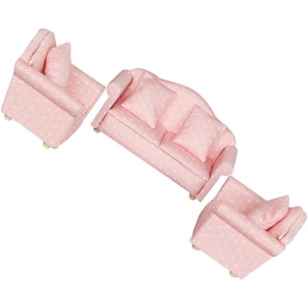 3-delad soffa set miniatyrer barn lekset bordsskiva miniatyrer dockhus mini soffa mini möbler soffa soffa ring ställ trä soffa modell.