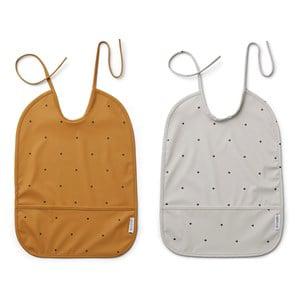 Liewood 2-Pack Classic Dot Lai Bibs One Size - Baby feeding - One size - Grey