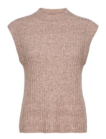 Nordby O-Neck Knit Waistcoat Beige NORR