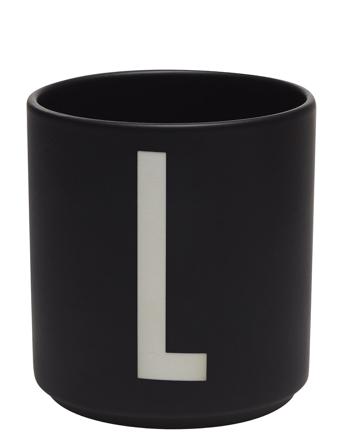 Black Porcelain Cups A-Z Black Design Letters