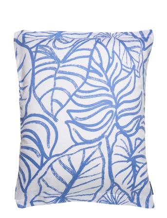 White/Blue Printed Cotton Sateen Pillowcase Home Textiles Bedtextiles Pillow Cases Blå Lexington Home