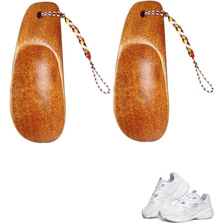 2 st skohorn i trä, miniskohorn med snöre för