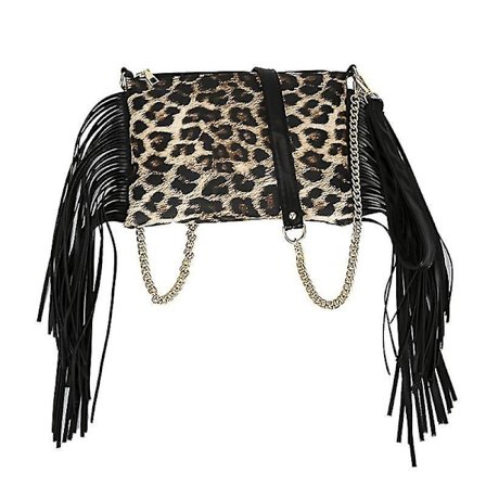 Elegant Leopard Fringe Crossbody Bag Pouch Purse Vintage Messenger Bags Travel