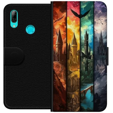 Kompatibel Tegnebogsetui til Huawei Huawei P smart 2019 Fire magiske slotte i forskellige elementfarver, episk fantasykunst med ild vand luft og mørk