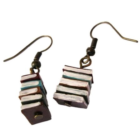 Klassisk stak af bøger Drop Dangle øreringe Multicolor bog vedhæng øreringe til kvinder pige