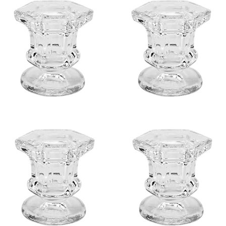6 kpl lasikyynttilänjalkoja, kirkkaat kynttilänjalat keskelle pöytää