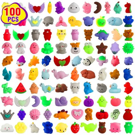 100 stk. Partygaver til barn 4-8, Squishy Leker Skattekiste Leker Kawaii Squishies Stress Relief Squishy Fidget Leker