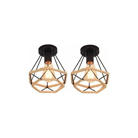 Cham Set med 2 industriella taklampor retro vintage metall diamantfodral järnkronljus hänge ljusarmatur för vardagsrum sovrum dekorera hem