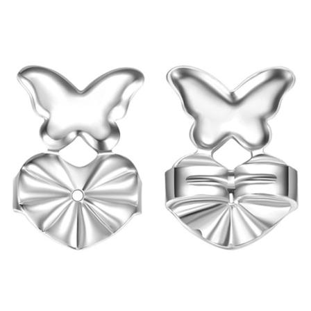 2 par örhänge lyftare, säkra örhänge baksida för hängande öron justerbar allergivänlig för tunga örhängen Silver Butterfly