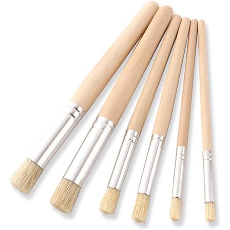 6-delt sjablongbørstesett, grisebustbørster, trefargebørster for gjør-det-selv akvarellmaling
