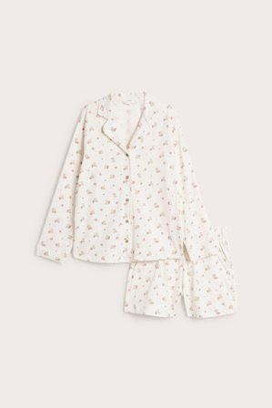 Newbie | Piżama w kwiaty, Newbie Woman Offwhite M | Offwhite