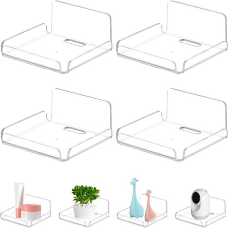 Små flydende akrylhylder til væg, selvklæbende flydende væghylde