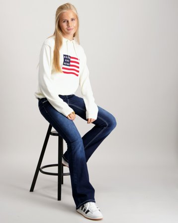 RYVLS Flag Knit Hoodie Crème Pulls Fille - Kids Brand Store