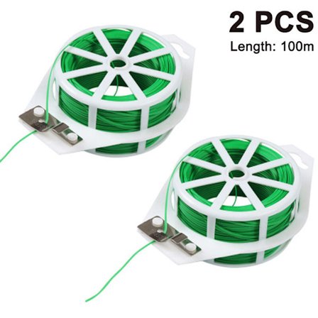 100m kierresiteet puutarhan johdot, sitovat johdot kasvit vihreät leikkurilla puutarhaan, kotiin, toimistoon vihreät, 2 pakkausta