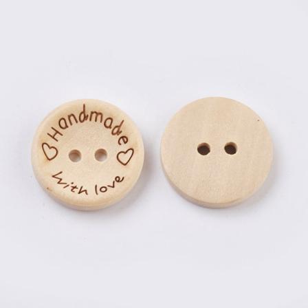 10 St Träknapp Handmade With Love 15mm 10 Pack