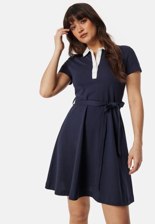 GANT Contrast Collar Pique Dress Navy Klær