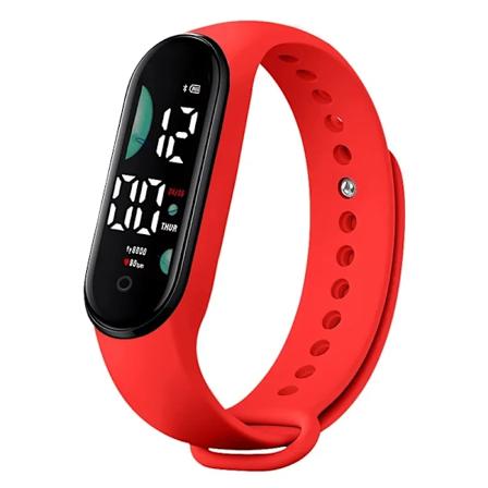 Klokker Elektronisk LED Digital Armbåndsur for Kvinner Mote Casual Enkel Silikon Berøring Vanntett Armbåndsklokke 03 Red