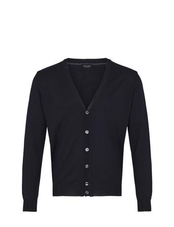 Merino - Ice Strikket Trøje Cardigan Navy SAND
