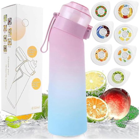 Huurteinen sininen (7 makua) Air Bottle, 2024 Parannettu juomapullo 7 maulla, Air Bottle aloituspakkaus, 0 sokerin juomapullot, BPA-vapaa