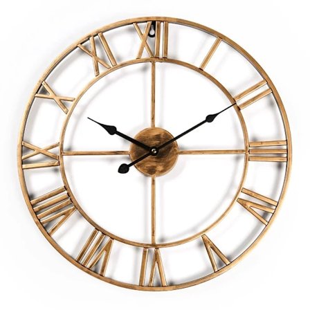 Home Hut Hageveggklokke Romertall Stor Innendørs Utendørs Kjempe Veggklokke 40cm Bronse