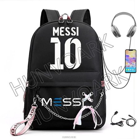 Messi Ryggsäck Fotboll Superstjärna Stor Kapacitet Enkel Svart Tonåringar Skolväskor Resa Kvinnliga Manliga Studenter Dator Mochilas