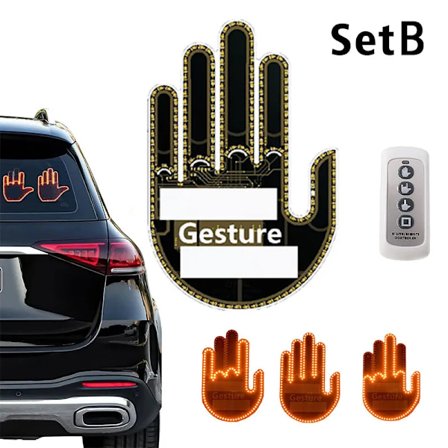 Universal Fun Car Mellomfinger LED Lys med Fjernkontroll Bil Gadgets & Road Rage Sign Funny Bak Window Skilt Bil Tilbehør