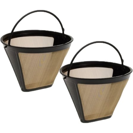 2 stk Permanent Kaffe Filter, Rustfritt Stål Filter, Gull S