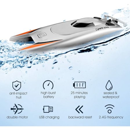 Oppgradert versjon av høyhastighets yacht barnas racing speedbåt (sølvgrå