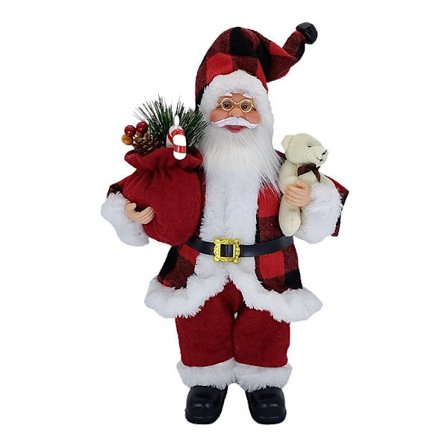 Punainen - Istuva joulupukki-figuuri Seisova joulupukki-figuuri