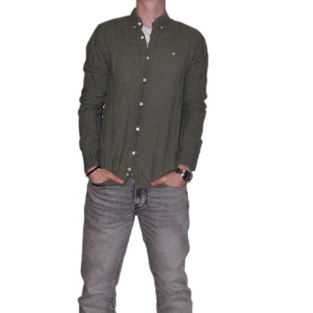 Olivgrön linneskjorta från Morris