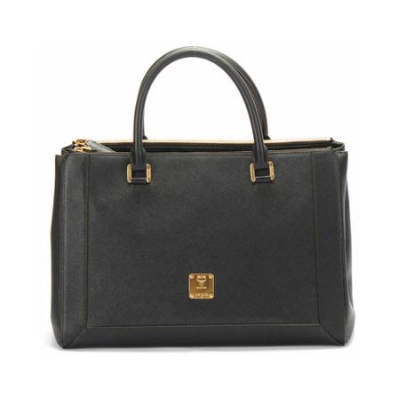 MCM Pre-owned, New Leather Handbag Zwart, Dames, Maat:ONE Size