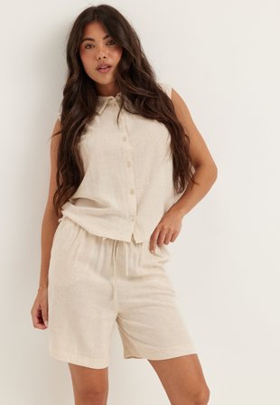 ONLY - Onlsiesta Mw Pull-up Lin Bl Shorts - Moonbeam