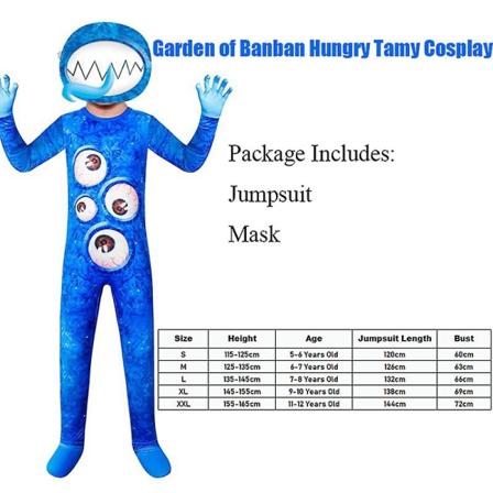 Unisex 2023 uusi puutarha Banban Hungry Tamy Cosplay lapsille kauhusilmähirviö Halloween-asu lapsille Height 115-125cm